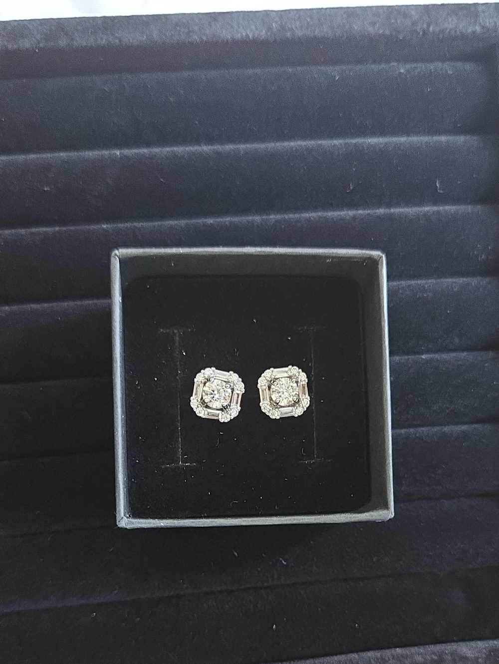 Moissanite Diamond-Style Halo Stud Earrings in Sterling Silver